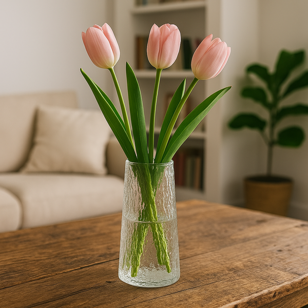 Contoured Crystal Floral Glass Vase