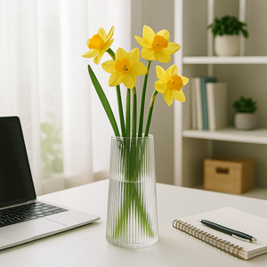 Contoured Crystal Floral Glass Vase