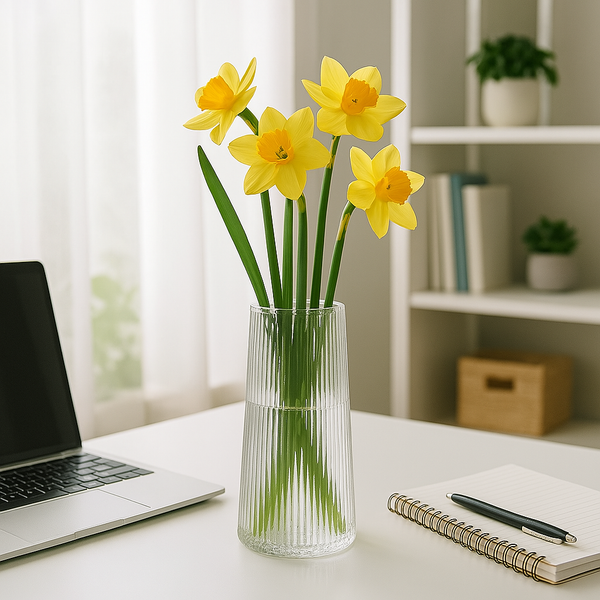 Contoured Crystal Floral Glass Vase
