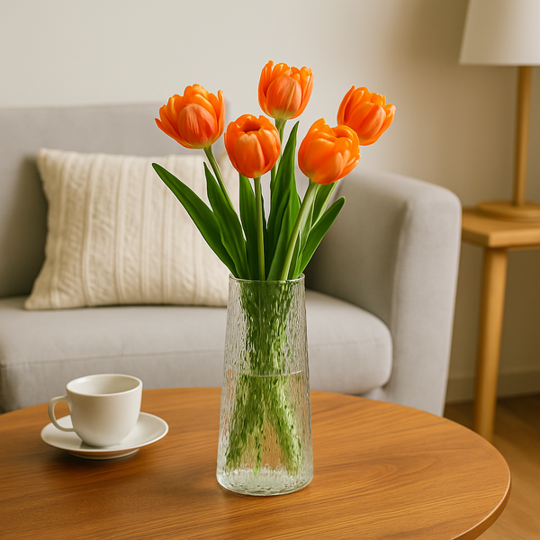 Contoured Crystal Floral Glass Vase