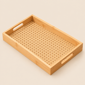 Modern Rattan Look Serving Tray