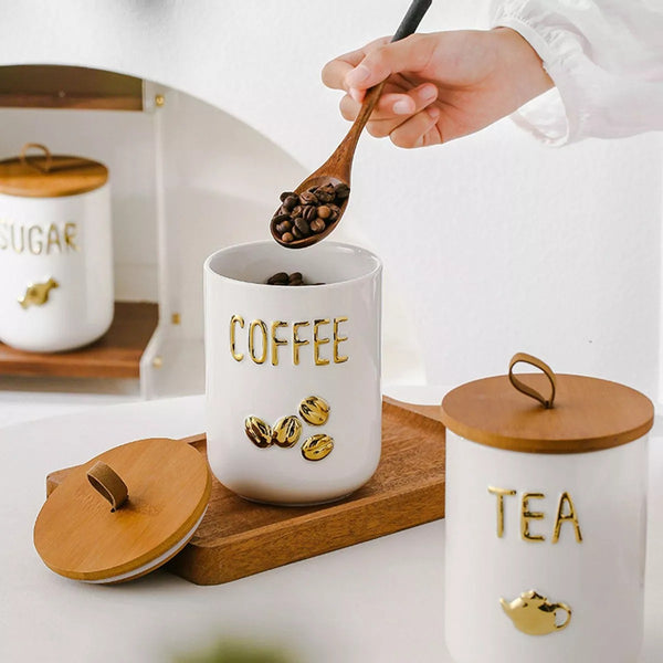 Golden Brew Ceramic Canister Storage Jar