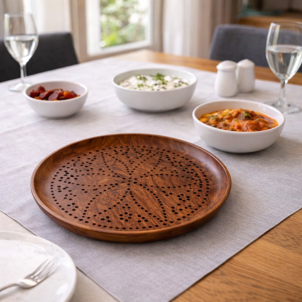 Premium Sheesham Wooden Serving Plate