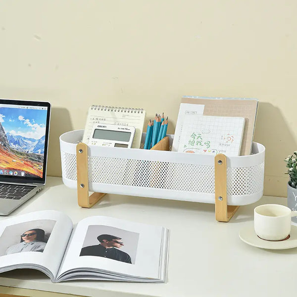 Minimalist Wooden Handle Storage Basket