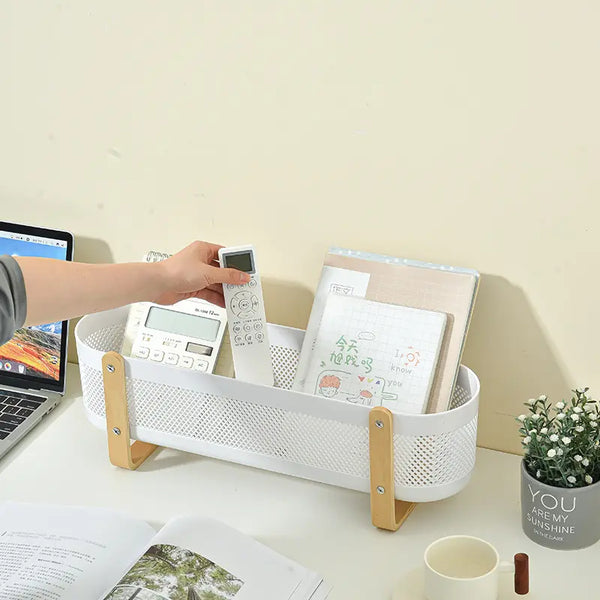 Minimalist Wooden Handle Storage Basket
