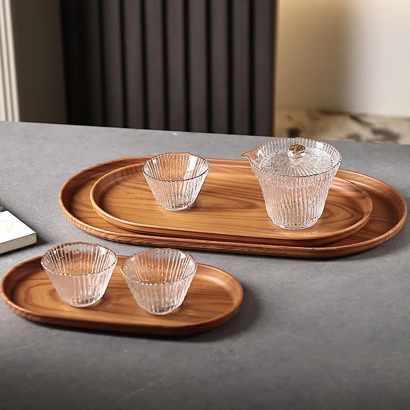 Oval Imitation Wood Serving Tray