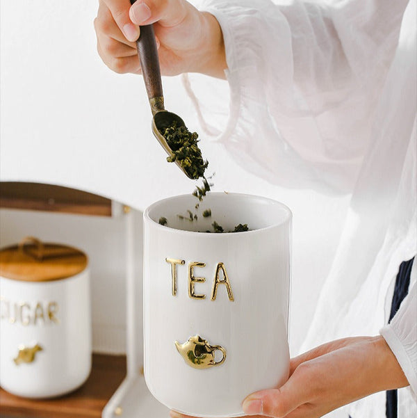 Golden Brew Ceramic Canister Storage Jar