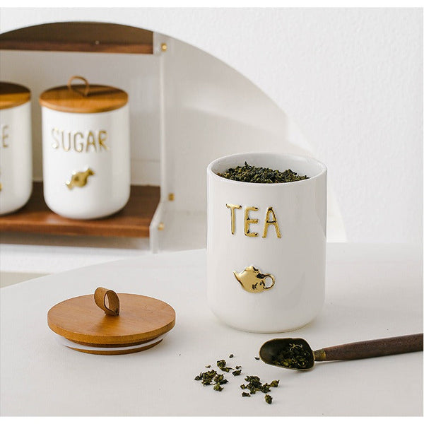 Golden Brew Ceramic Canister Storage Jar