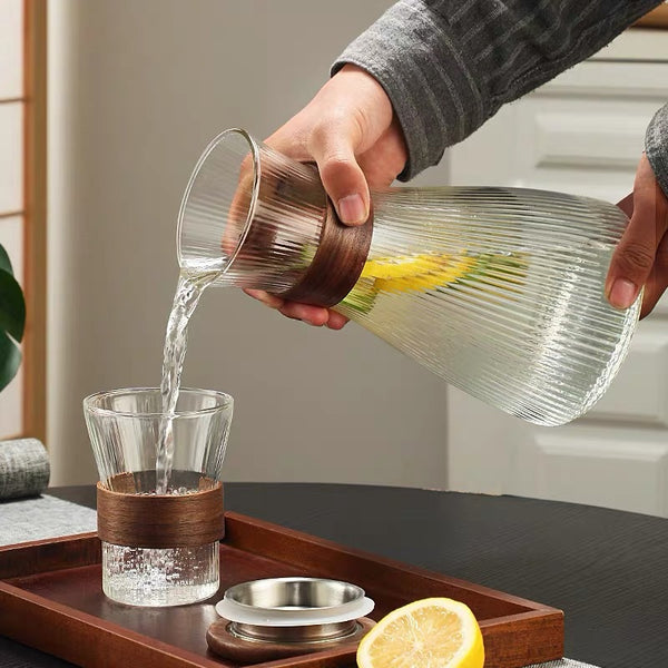 Vertical Pattern Transparent Glass Kettle Set