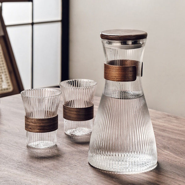 Vertical Pattern Transparent Glass Kettle Set