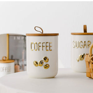 Golden Brew Ceramic Canister Storage Jar