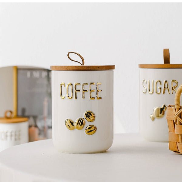Golden Brew Ceramic Canister Storage Jar