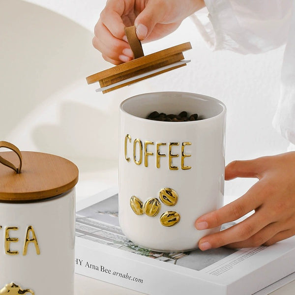 Golden Brew Ceramic Canister Storage Jar