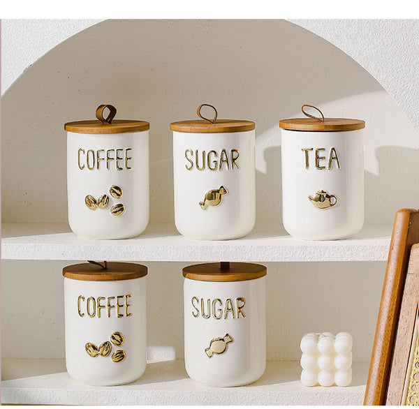Golden Brew Ceramic Canister Storage Jar