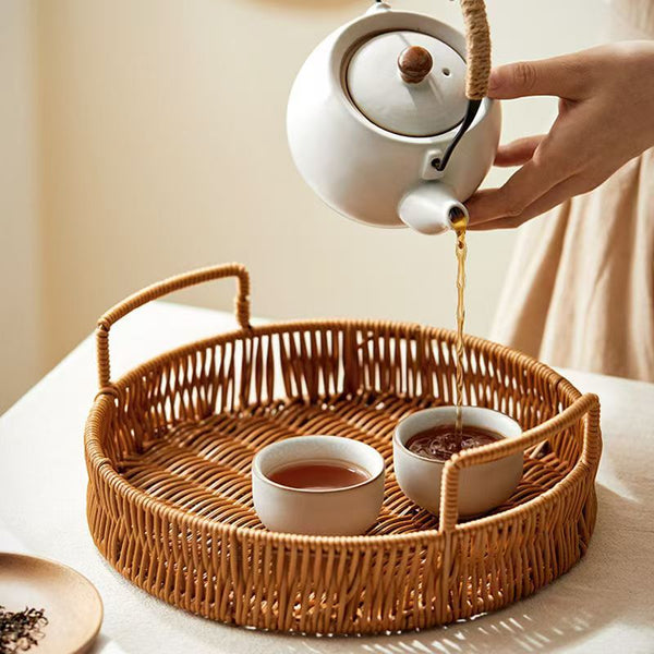 3-Piece Woven Rattan Serving Tray Set