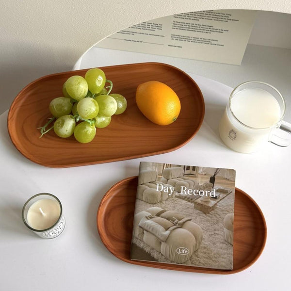 Oval Imitation Wood Serving Tray