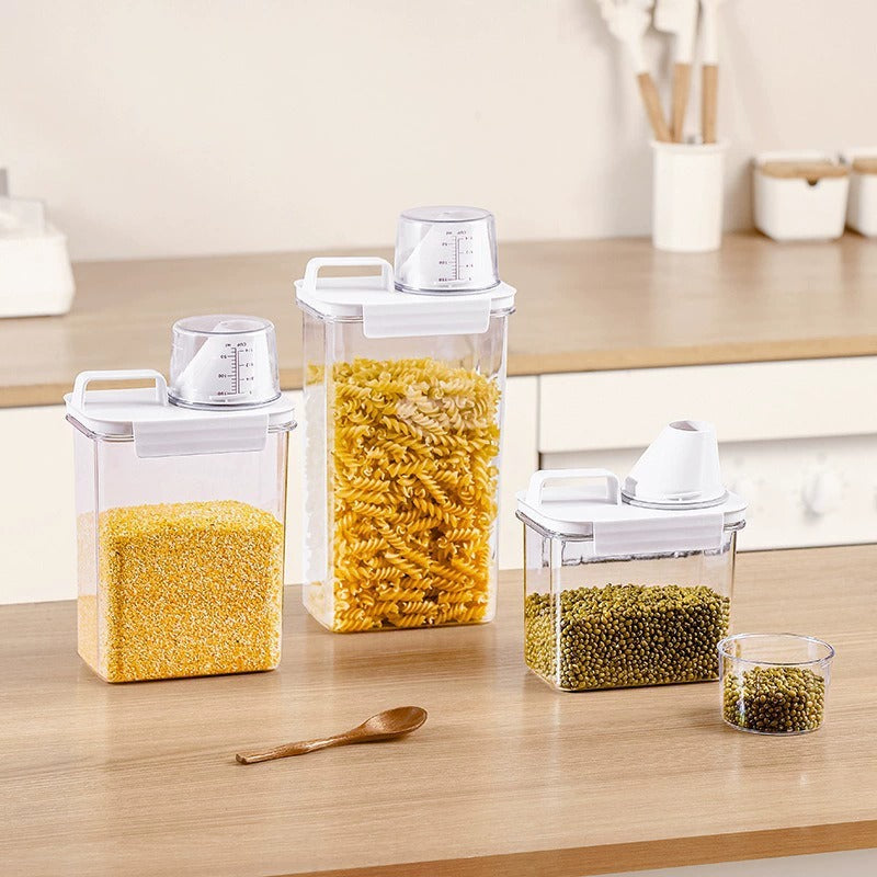 Airtight Grain Storage Container with Measuring Cup