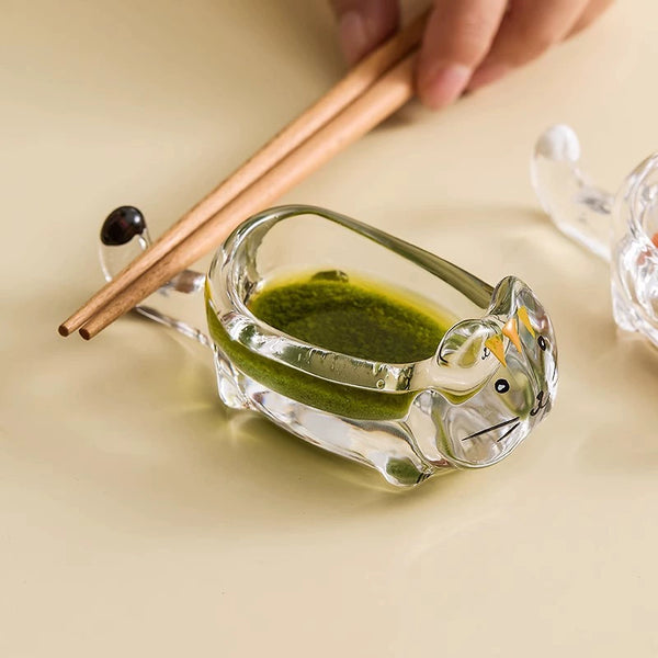 Charming Cat Glass Dipping Bowl