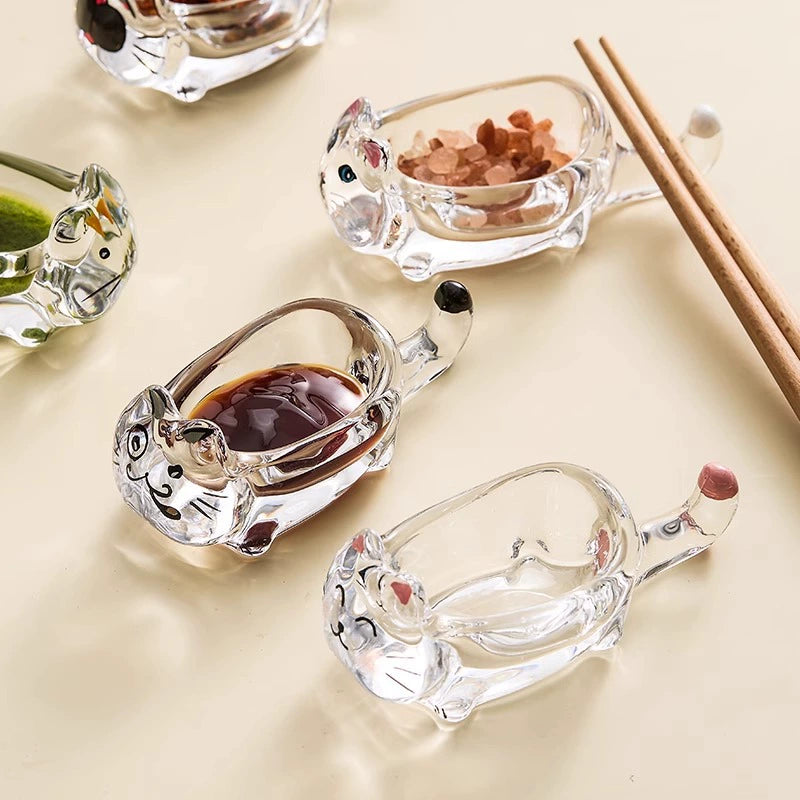 Charming Cat Glass Dipping Bowl
