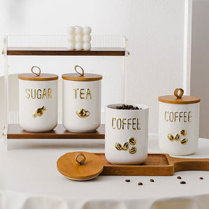 Golden Brew Ceramic Canister Storage Jar