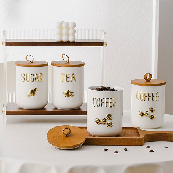 Golden Brew Ceramic Canister Storage Jar