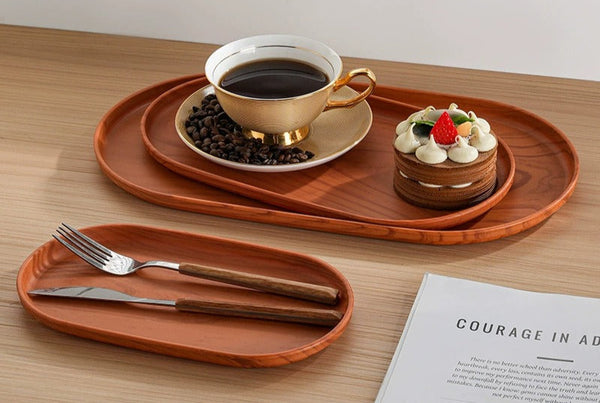 Oval Imitation Wood Serving Tray