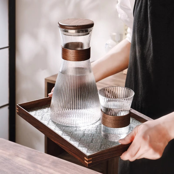 Vertical Pattern Transparent Glass Kettle Set