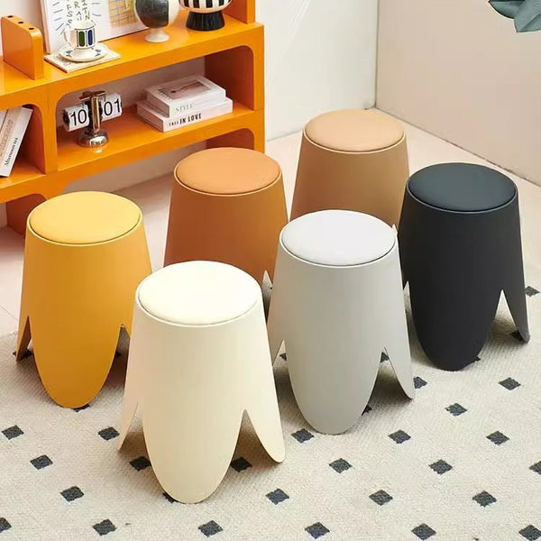 Round Stackable Stool with soft Leather Cushioning