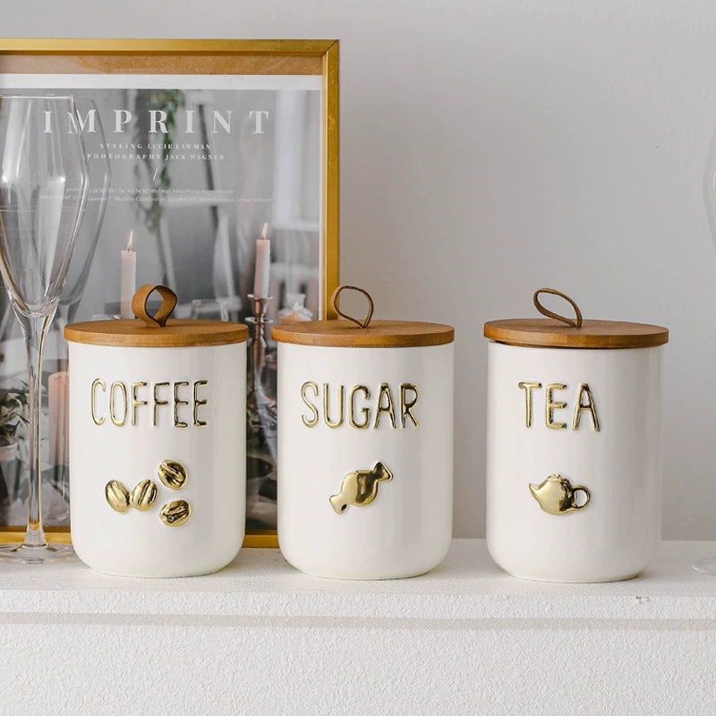 Golden Brew Ceramic Canister Storage Jar
