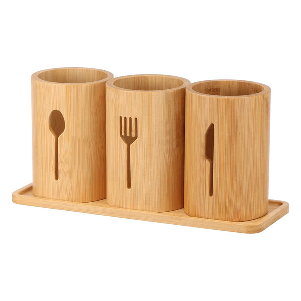 Wooden Trio Cutlery Organizer Stand