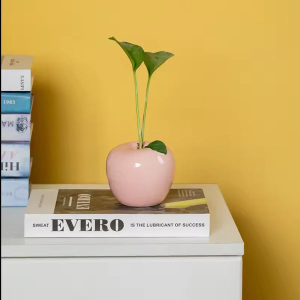 Apple-Shaped Ceramic Flower Vase