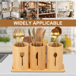 Wooden Trio Cutlery Organizer Stand