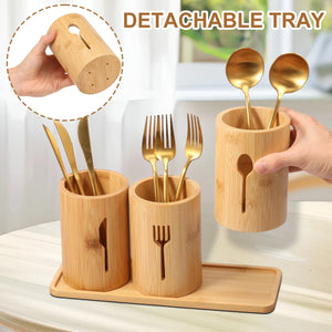 Wooden Trio Cutlery Organizer Stand