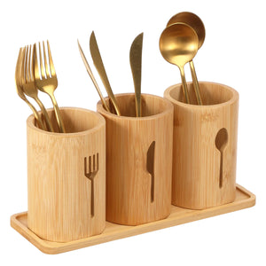 Wooden Trio Cutlery Organizer Stand