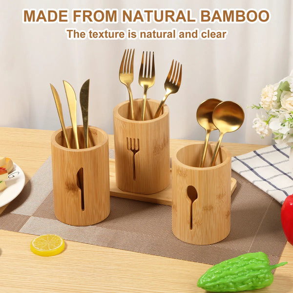 Wooden Trio Cutlery Organizer Stand