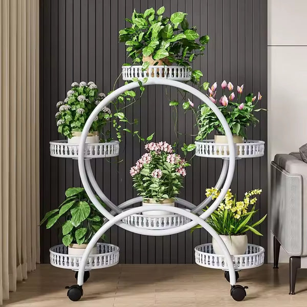 6 Tray Plant Stand with Wheels