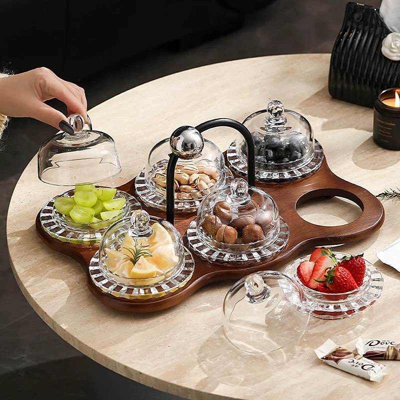 Exquisite Glass Lid Snacks & Fruit Tray