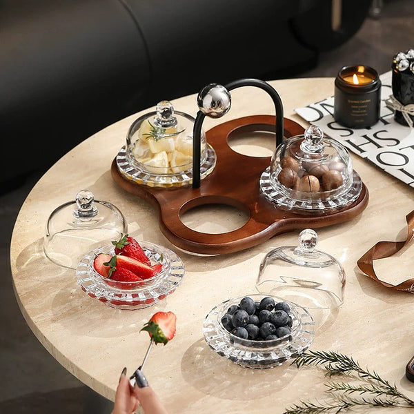 Exquisite Glass Lid Snacks & Fruit Tray