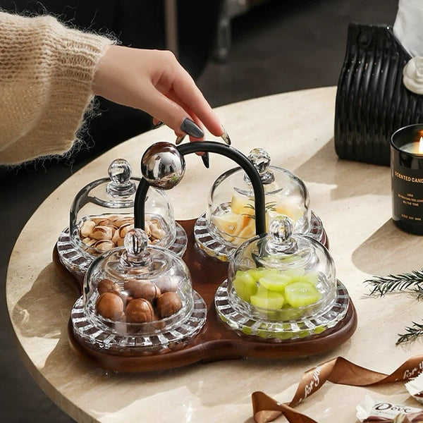 Exquisite Glass Lid Snacks & Fruit Tray