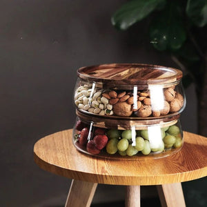 Elegant Dryfruit & Snacks Bowl with Wooden Lid