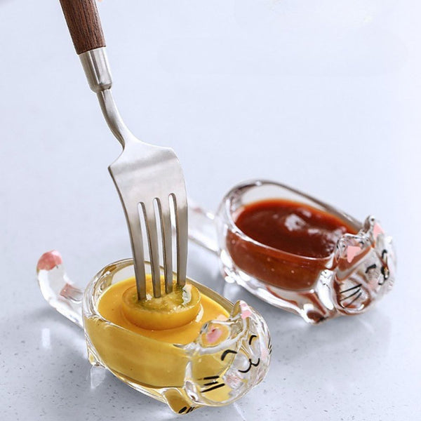 Charming Cat Glass Dipping Bowl