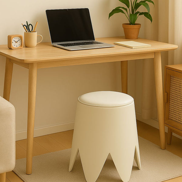 Round Stackable Stool with soft Leather Cushioning