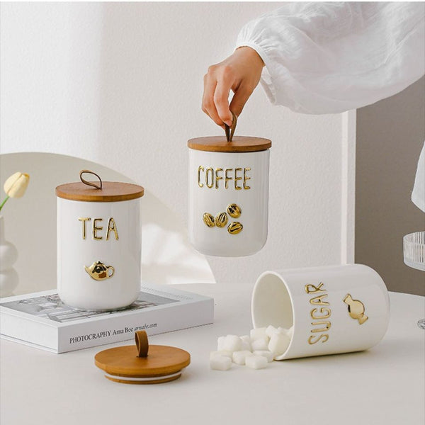 Golden Brew Ceramic Canister Storage Jar