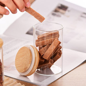 Glass Food Storage Jars with Wooden Lids
