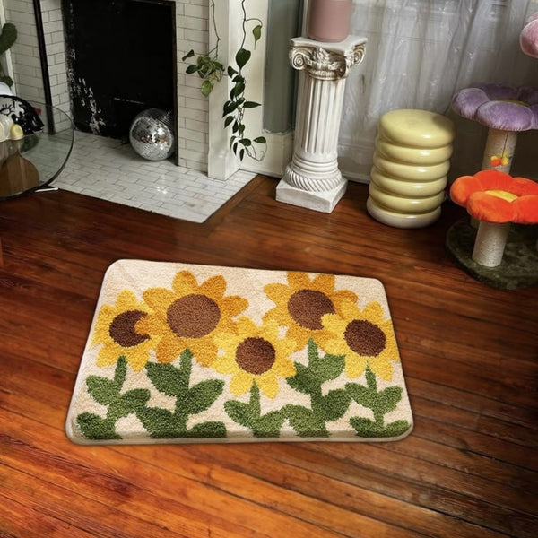 Sunflower Design Non-Slip Floor Rug