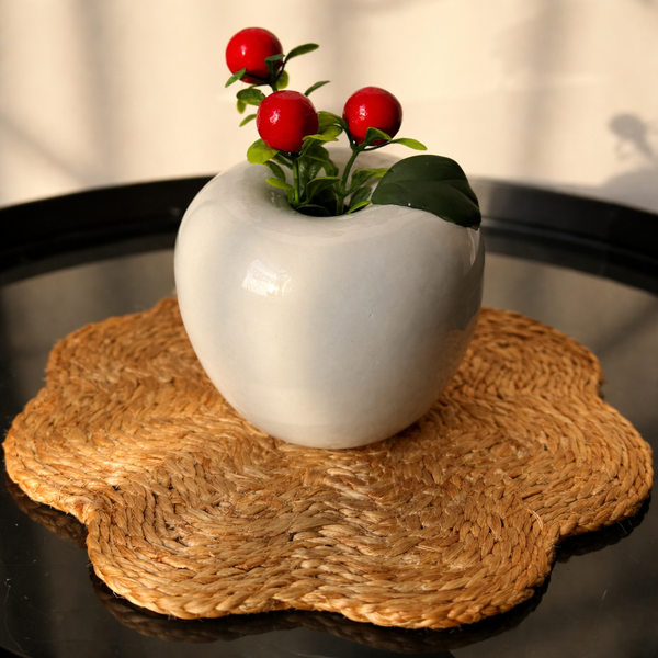 Apple-Shaped Ceramic Flower Vase