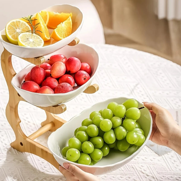 3-Tier Decorative Ceramic Fruit & Snack Stand