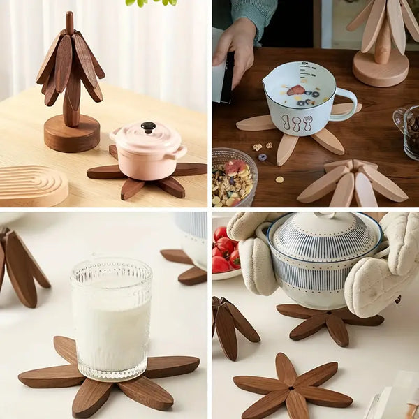 TreeShape Wooden Trivet Set for Hot Pots