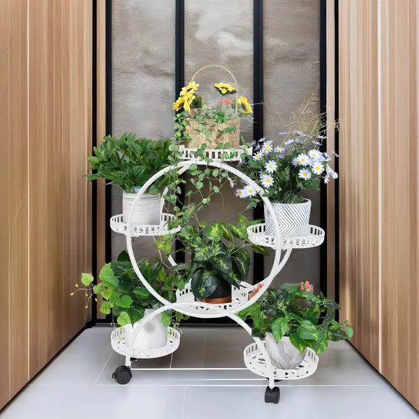 6 Tray Plant Stand with Wheels