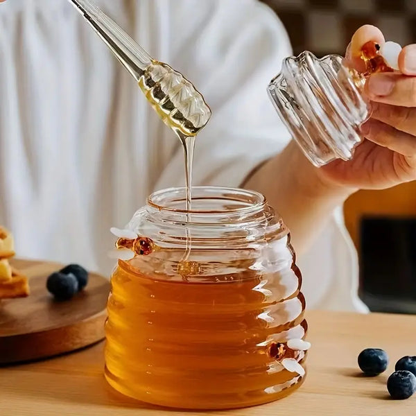 Buzzing Bee Honey Jar with Drizzler